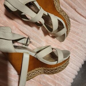Gianni Bini Cream Wedge Sandals